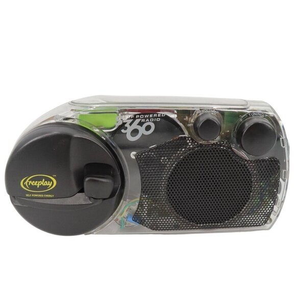 Freeplay Self Powered Crank Radio 360 Clear Plastic AM FM Tested WORKS See Video - Picture 1 of 12